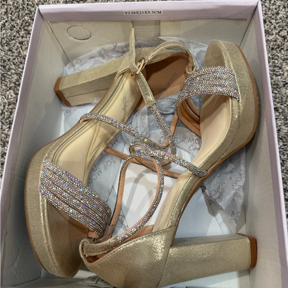 TOP Moda Gold and Silver Strappy Heels
